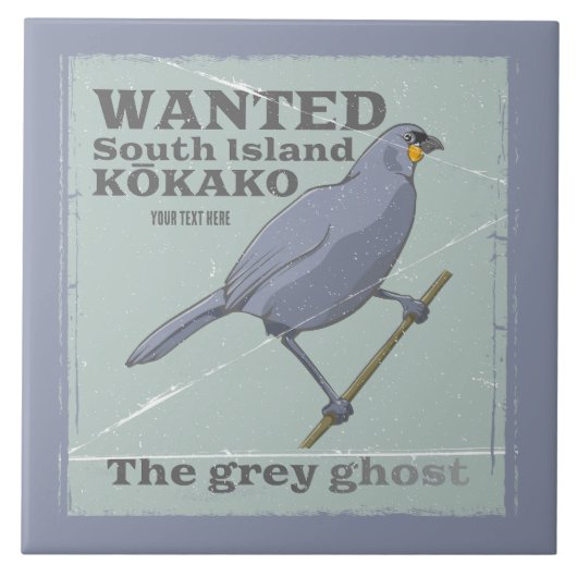 Gezocht Zuid-eiland Kokako Tegeltje (Voorkant)