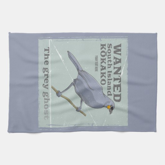 Gezocht Zuid-eiland Kokako Theedoek (Horizontaal)