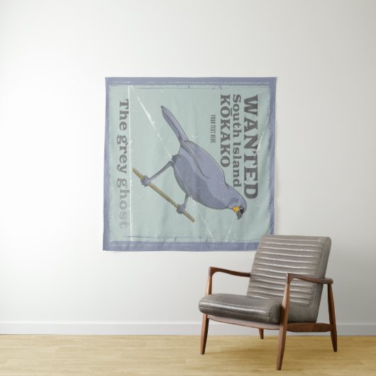 Gezocht Zuid-eiland Kokako Wandkleed (In Situ (horizontaal))