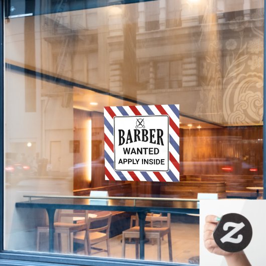 Gezochte Barber past binnen de hulp van de Winkel Raamsticker (Cafe Raam)