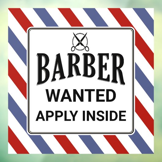 Gezochte Barber past binnen de hulp van de Winkel Raamsticker (Vel 3)