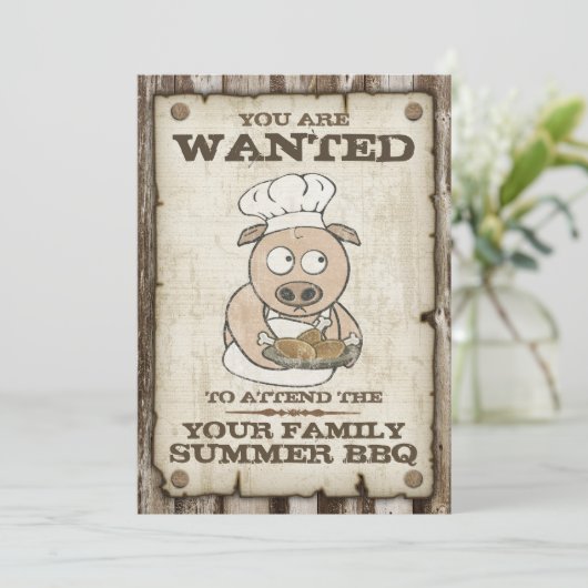 Gezochte BQ-uitnodigingen van Varkens Kaart (Staand voorkant)