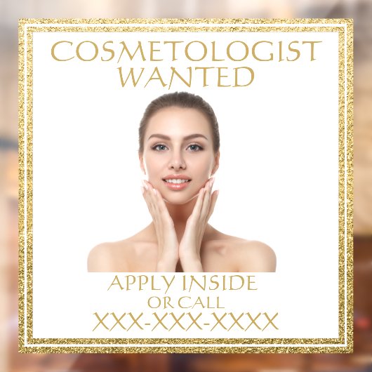 Gezochte Cosmetoloog Beautician personaliseren Raamsticker (Vel 2)