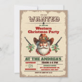 Gezochte Cowboy Western Kerstfeest Kaart (Voorkant)
