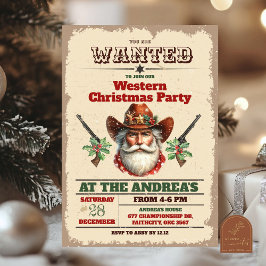 Gezochte Cowboy Western Kerstfeest Kaart