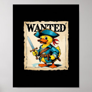 Gezochte Cruise Eend Piraat Zwaard Hoed Oceaan Pre Poster
