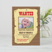 Gezochte foto poster cowboy verjaardagsfeest kaart (Staand voorkant)