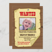 Gezochte foto poster cowboy verjaardagsfeest kaart (Voorkant / Achterkant)