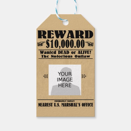 Gezochte Gezochte Dood of Alive Cadeaulabel (Voorkant)