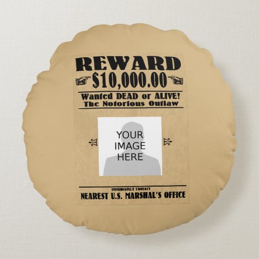 Gezochte Gezochte Dood of Alive Rond Kussen (Voorkant)