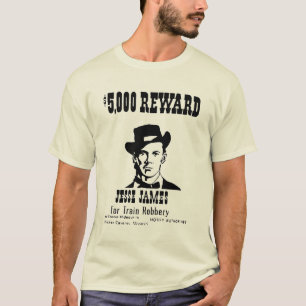 Gezochte Jesse James Oude  Historische Natuurlijke T-shirt