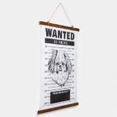 Gezochte Mugshot van Pekingees Hond Hangend Wandkleed (Gebogen)