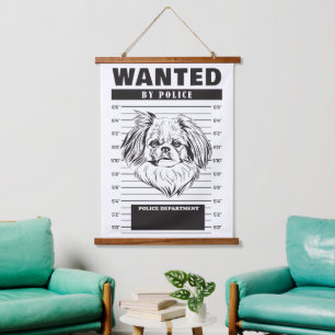 Gezochte Mugshot van Yorkshire Terrier Hangend Wandkleed
