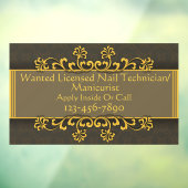 Gezochte Nail-technicus met licentie/Manicuri aanp Raamsticker (Vel 3)