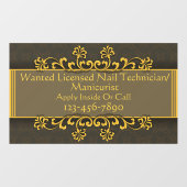 Gezochte Nail-technicus met licentie/Manicuri aanp Raamsticker (Vel)