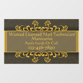 Gezochte Nail-technicus met licentie/Manicuri aanp Raamsticker (Vel)