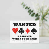 Gezochte partner met een goede hand (vier kaarteen briefkaart (Staand voorkant)