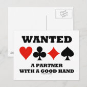 Gezochte partner met een goede hand (vier kaarteen briefkaart (Voorkant / Achterkant)