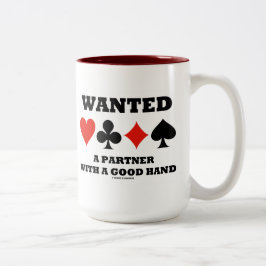 Gezochte partner met een goede hand (vier kaarteen tweekleurige koffiemok