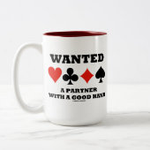 Gezochte partner met een goede hand (vier kaarteen tweekleurige koffiemok (Links)