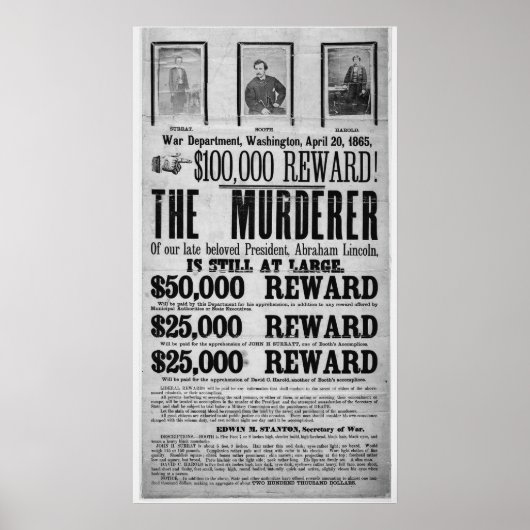 Gezochte Poster Lincoln Assassination Conspirators (Voorkant)