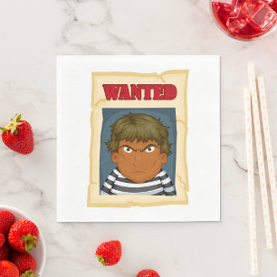 Gezochte Poster Ontsnapte Gevangene Crimineel Servet