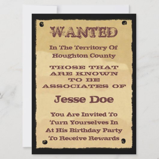 Gezochte Poster-uitnodigingen aan Westerne, niet-v Kaart (Voorkant)