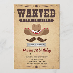 Gezochte rodeo verjaardagsfeest thema uitnodiging