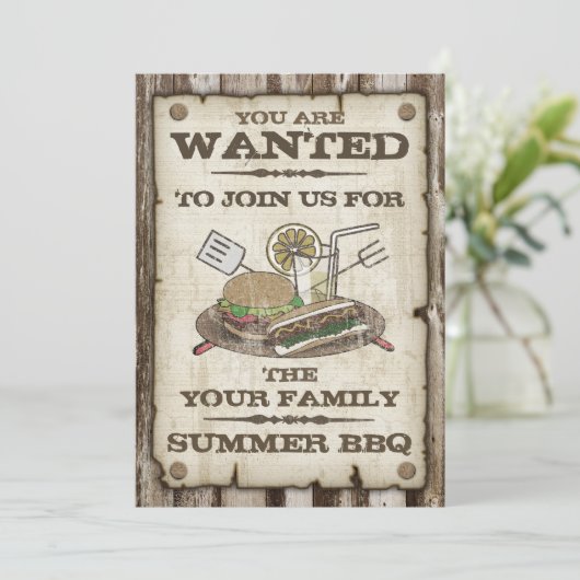 Gezochte stijl-BBQ-uitnodigingen Kaart (Staand voorkant)