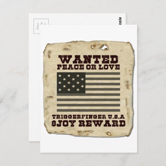 Gezochte vrede briefkaart (Voorkant / Achterkant)