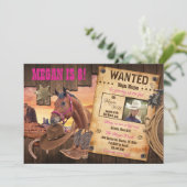 Gezochte Western Cowgirl Uitnodiging (Staand voorkant)