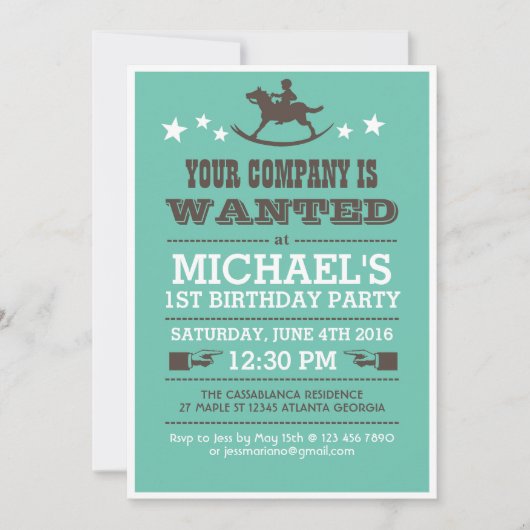 Gezochte Westerne Cowboy Birthday Uitnodiging voor (Voorkant)