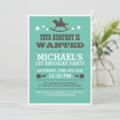 Gezochte Westerne Cowboy Birthday Uitnodiging voor (Staand voorkant)