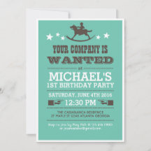 Gezochte Westerne Cowboy Birthday Uitnodiging voor