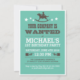 Gezochte Westerne Cowboy Birthday Uitnodiging voor