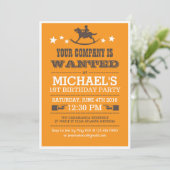 Gezochte Westerne Cowboy Birthday Uitnodiging voor (Staand voorkant)