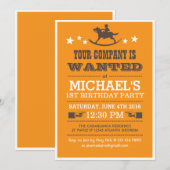Gezochte Westerne Cowboy Birthday Uitnodiging voor (Voorkant / Achterkant)