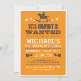 Gezochte Westerne Cowboy Birthday Uitnodiging voor