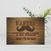 Gezochte Wilde Western Cowboy Snor Uitnodiging (Staand voorkant)