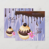 gezoet 16 Chocolade Cupcake Paars Kaart (Voorkant / Achterkant)