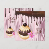 gezoet 16 Chocolade Cupcake Roze 2 Kaart (Voorkant / Achterkant)