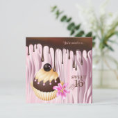 gezoet 16 Chocolade Cupcake Roze 2 Kaart (Staand voorkant)