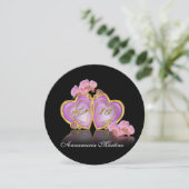 gezoet 16 Roze en zwarte ronde uitnodiging (Staand voorkant)