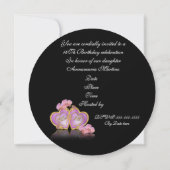 gezoet 16 Roze en zwarte ronde uitnodiging (Achterkant)