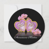 gezoet 16 Roze en zwarte ronde uitnodiging (Voorkant)