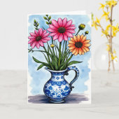 Gezond Blijven Felgekleurde Bloemen in Vaas Kaart (Gele Bloem)