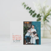 Gezond en gelukkig thuis feestdagenkaart (Staand voorkant)