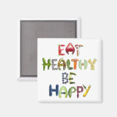 Gezond eten en gelukkig zijn - Voeding Herinnering Magneet (Voorkant / Achterkant)