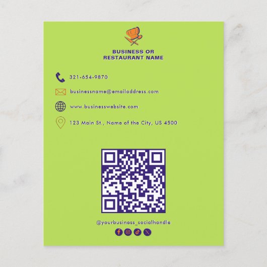 Gezond eten Menu en prijslijst Vegan Restaurant (Achterkant)