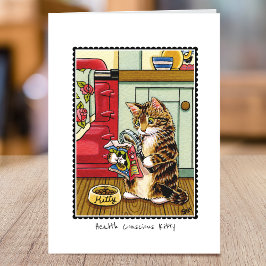 Gezond eten Schattige kattenschilderij op maat gev Kaart